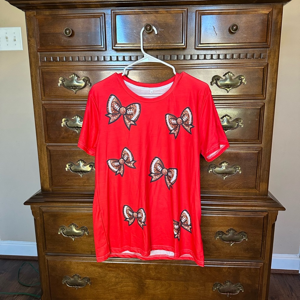 Red T-Shirt with Bow Design